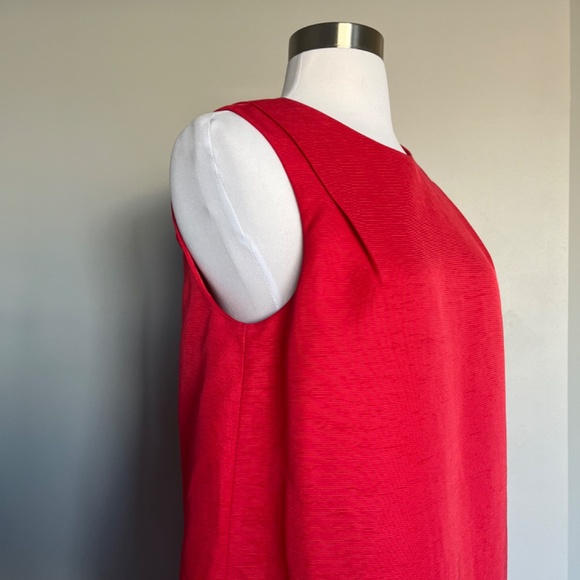 & Other Stories Red Sleeveless Shift Christmas Holiday Textured Mini Casua Dress - Picture 6 of 13